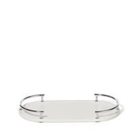 Dubai Ceramic Amenity Tray (shiny stainless steel trim)