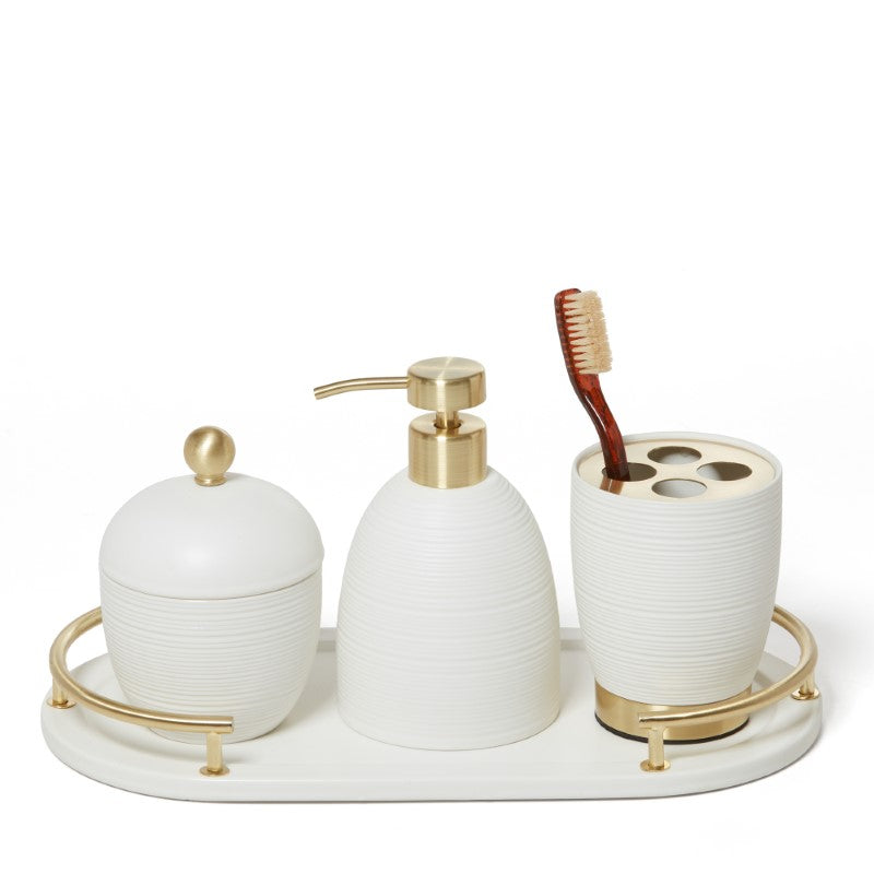 Dubai 4 pc bathroom accessory set (brass trim)