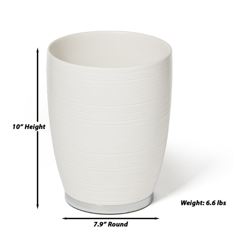 Dubai Ceramic Wastebasket (shiny stainless steel trim)