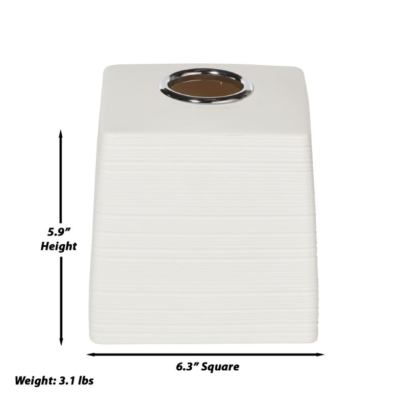 Dubai Ceramic Tissue Cover (shiny stainless steel trim)