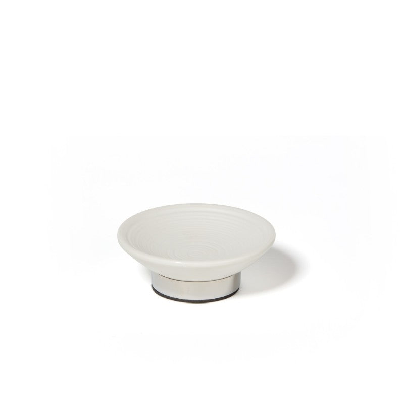 Dubai Ceramic Soap Dish (shiny stainless steel trim)