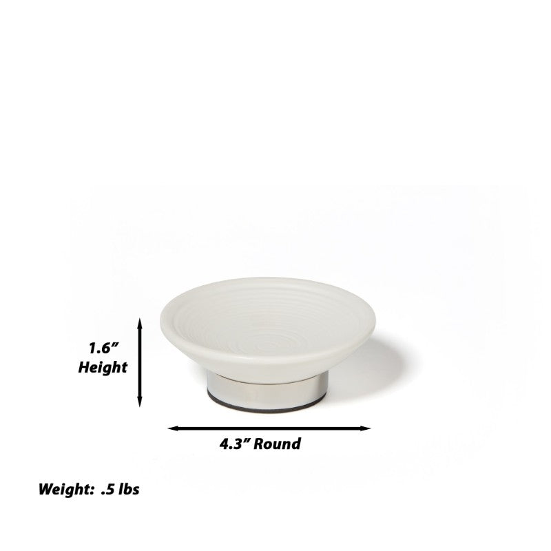 Dubai Ceramic Soap Dish (shiny stainless steel trim)
