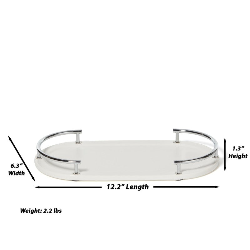 Dubai Ceramic Amenity Tray (shiny stainless steel trim)