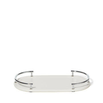 Dubai Ceramic Amenity Tray (shiny stainless steel trim)