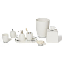 Dubai Ceramic 8 pc bathroom accessory set (shiny stainless steel trim)